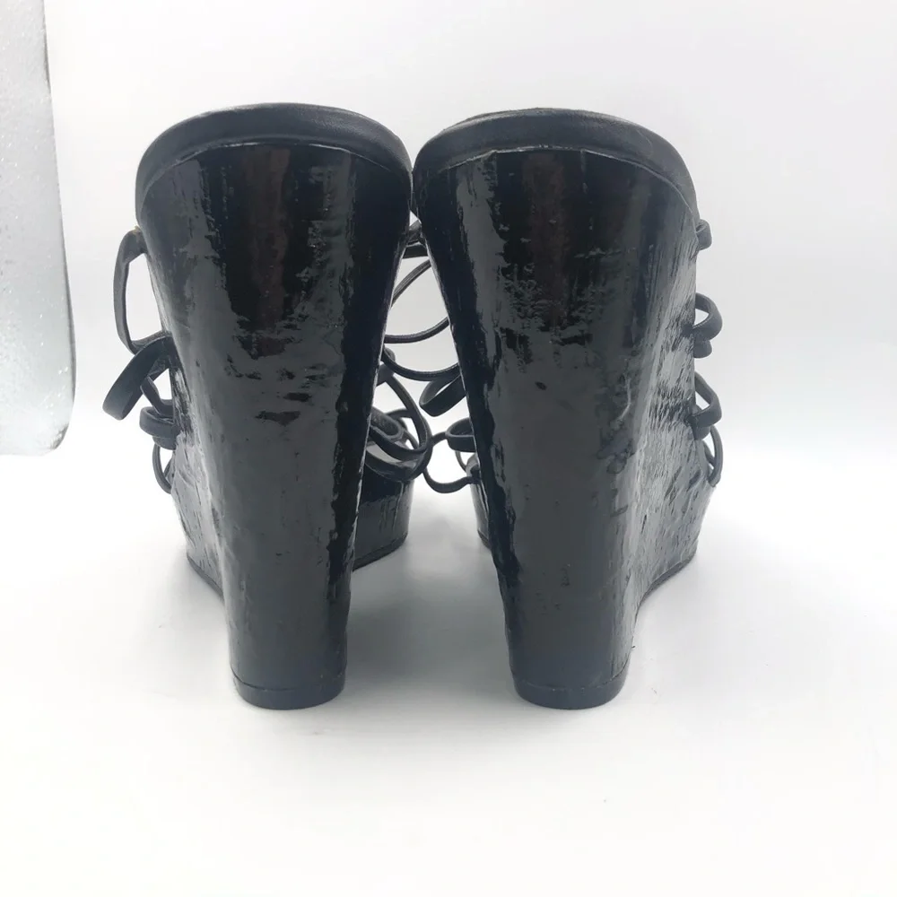 White House Black Market Black Patent Sandals 9.5M